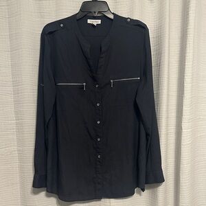 Calvin Klein Dark Grey Long Sleeve Blouse